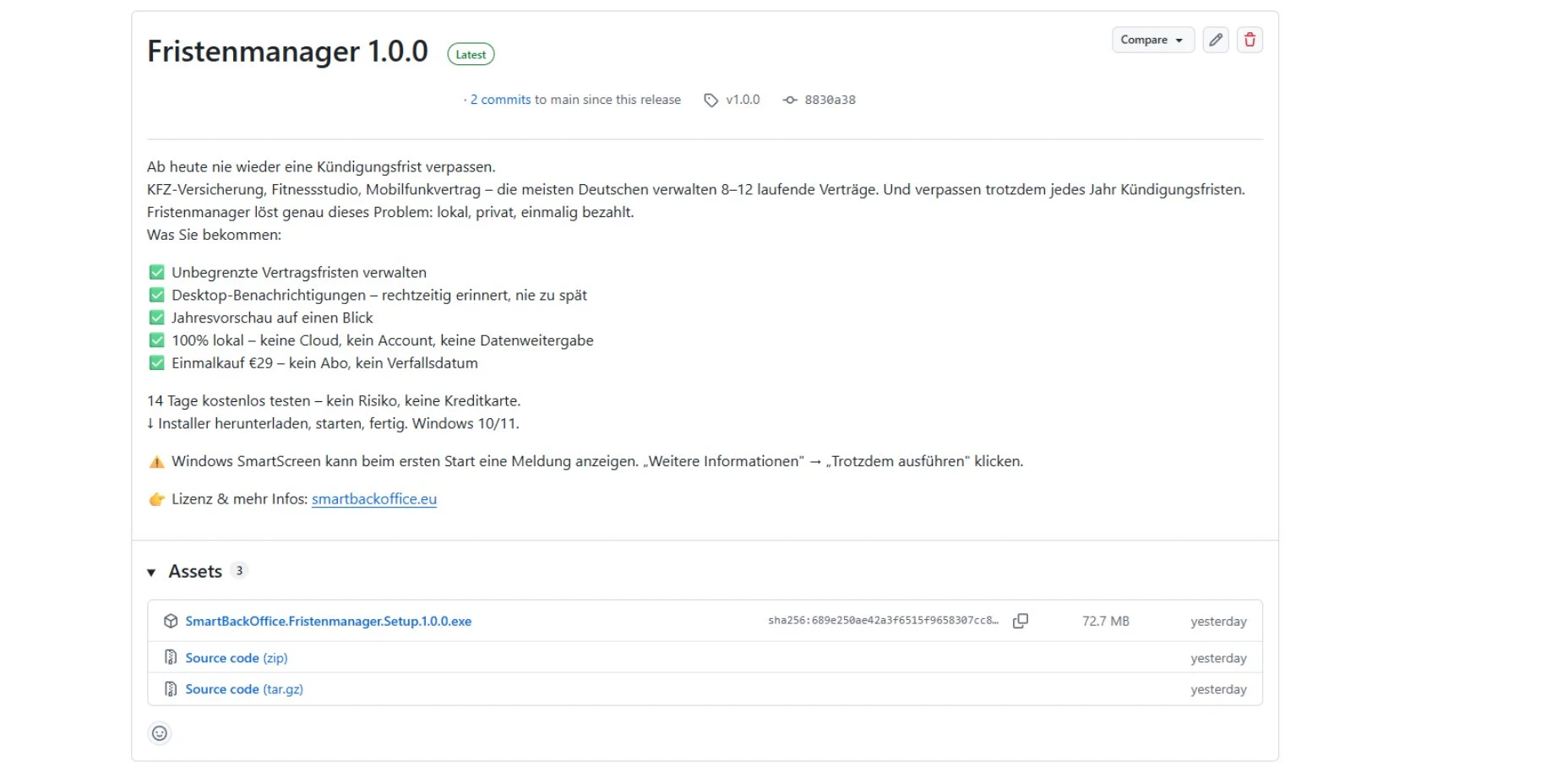 Download-Flow nach Lizenzaktivierung